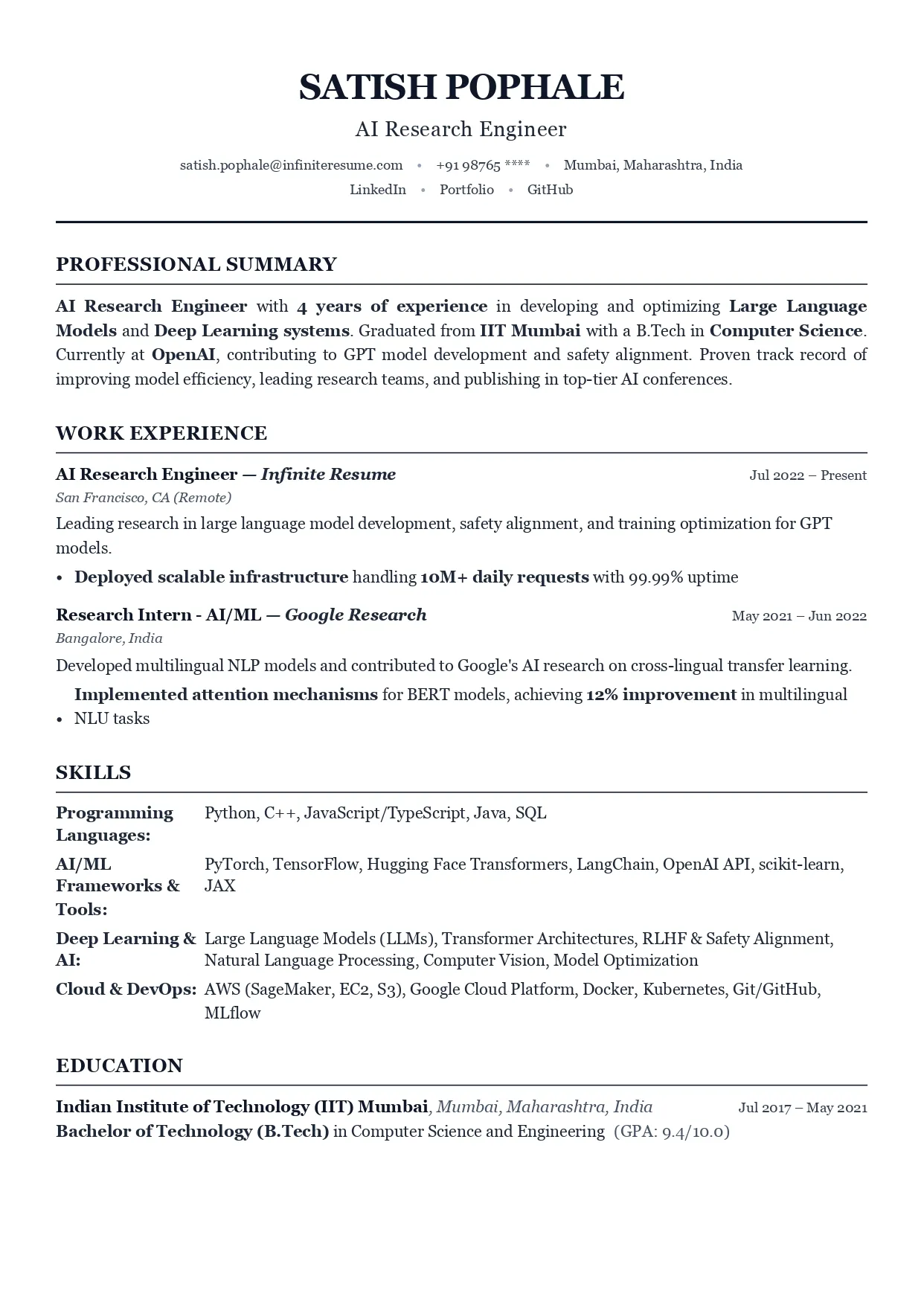 Classic ATS template preview