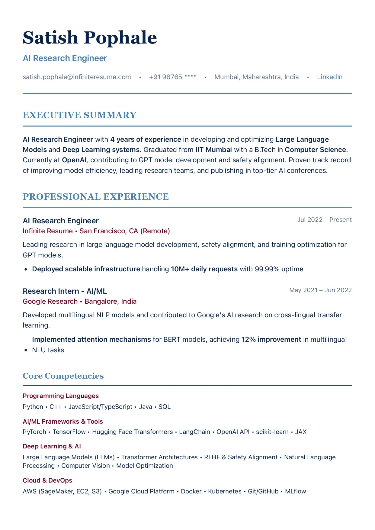 Executive (Stanford) template preview