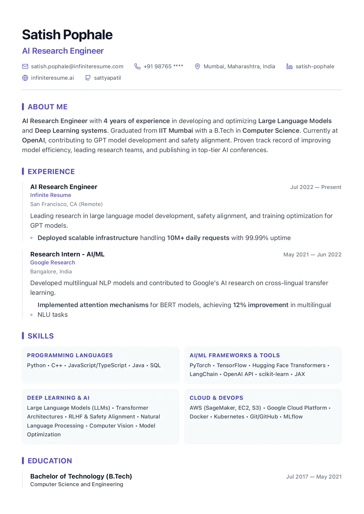 Modern template preview