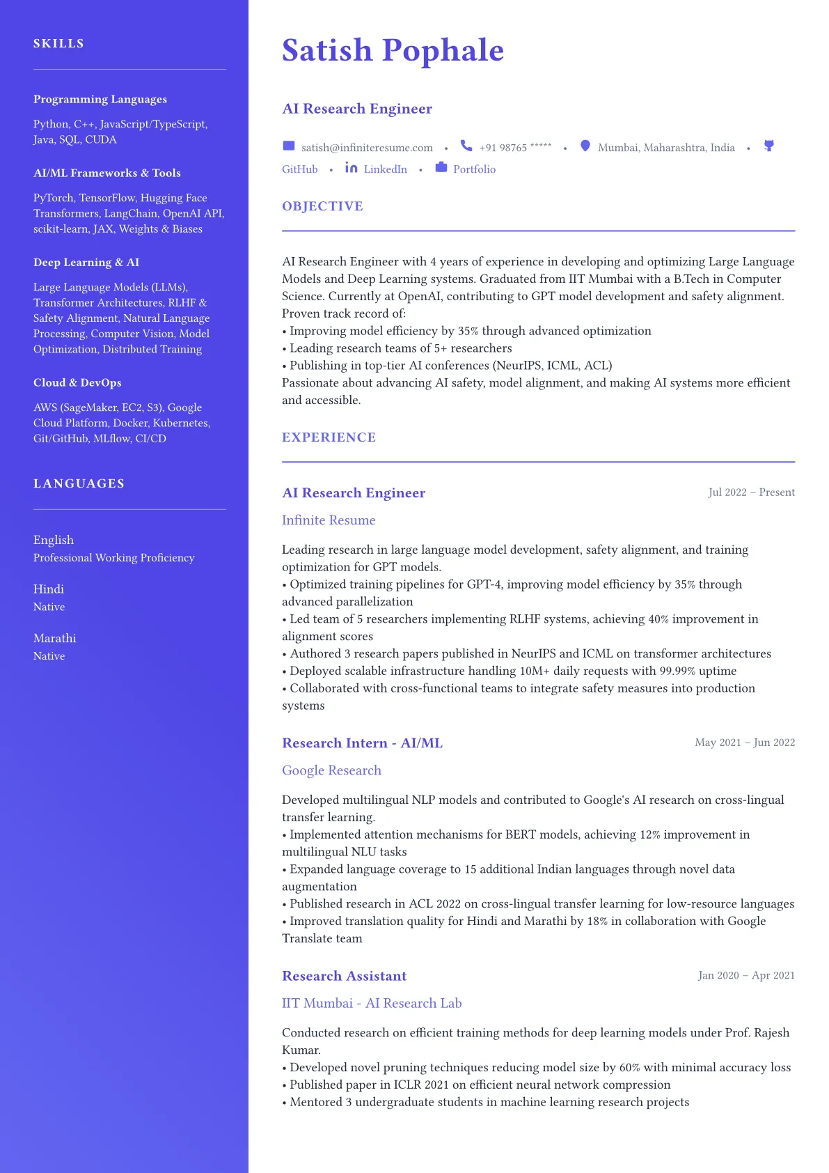 New Grad template preview