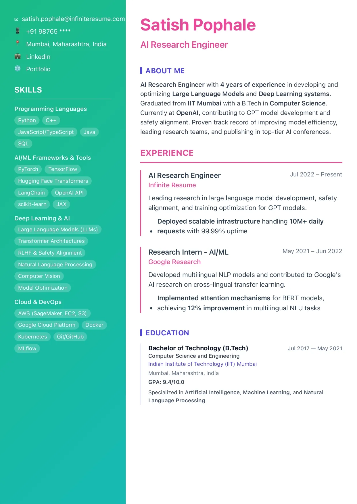 Portfolio (Creative) template preview