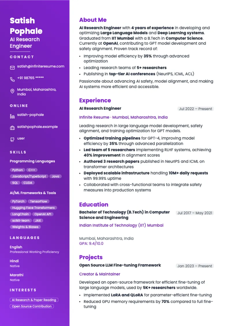 Creative resume template preview