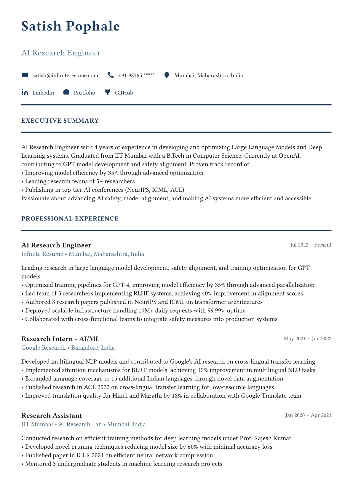 Executive (Stanford) template preview