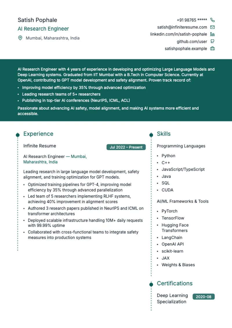Harmony resume template preview