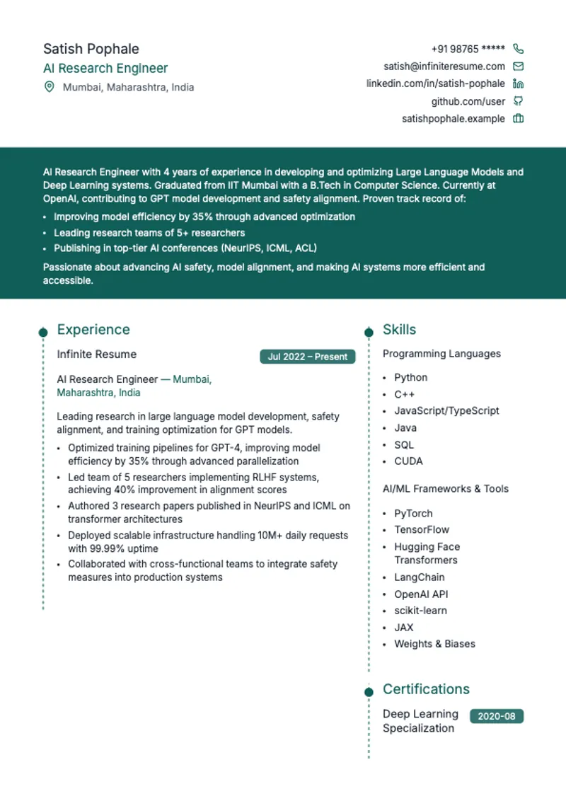 Harmony resume template preview