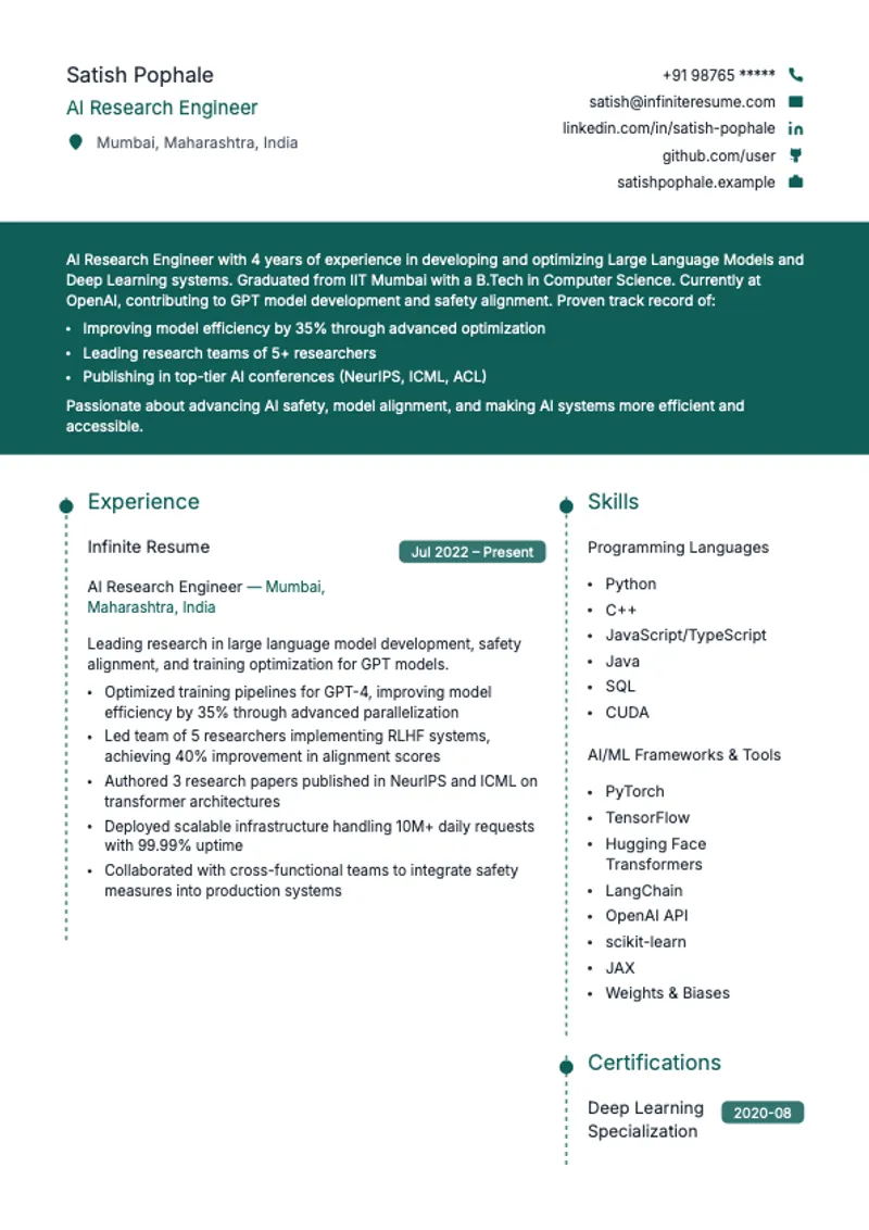 Harmony resume template preview