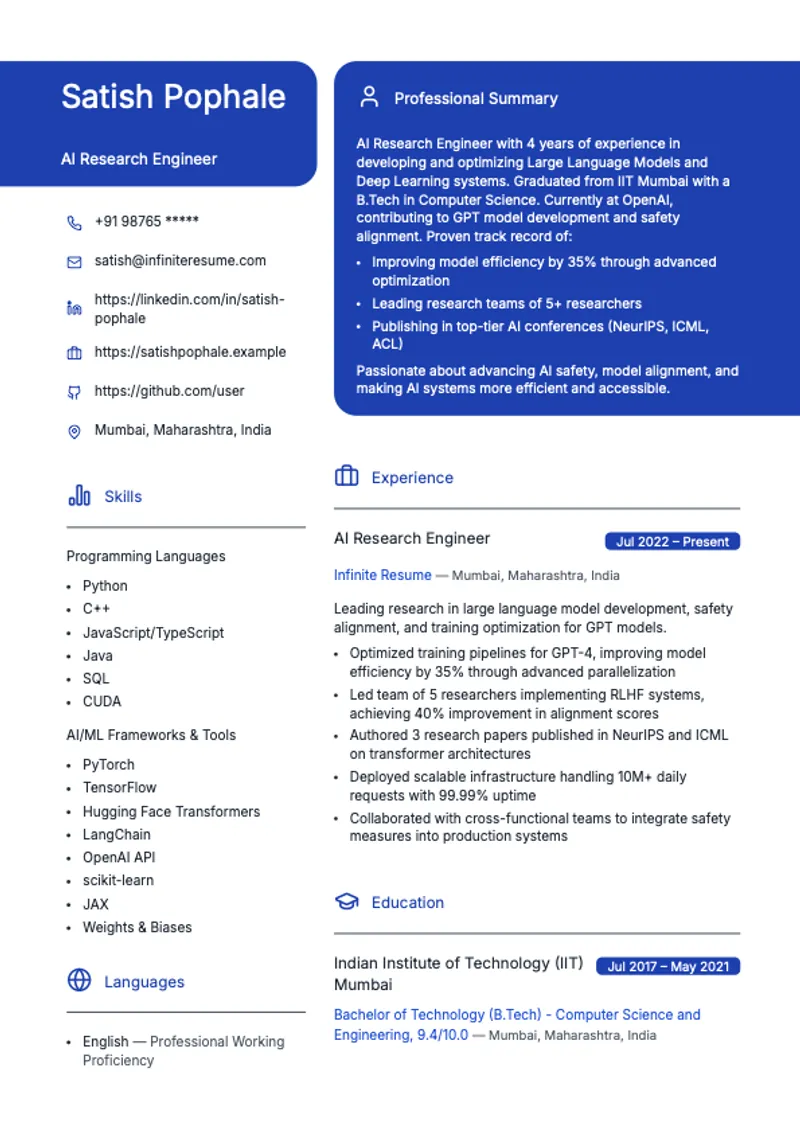 Maverick resume template preview