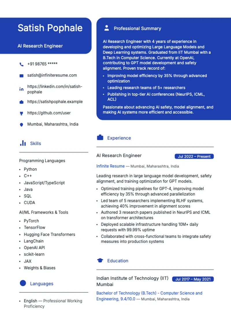Maverick resume template preview