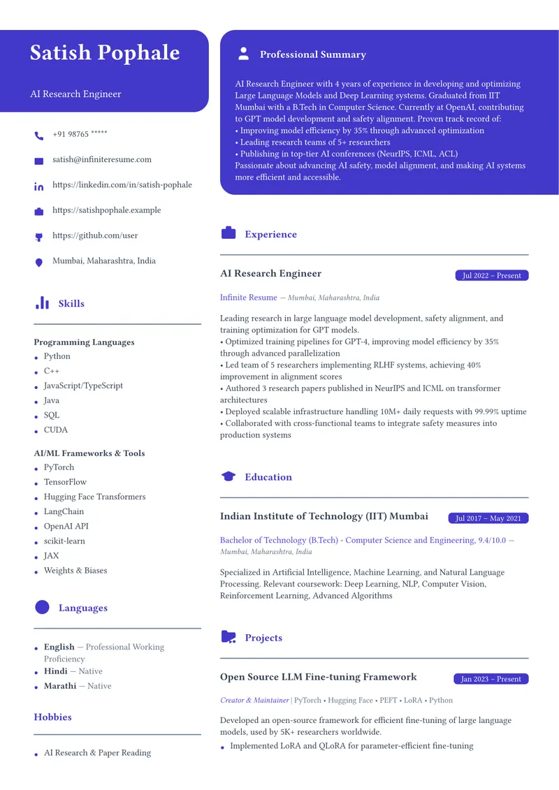 Maverick resume template preview