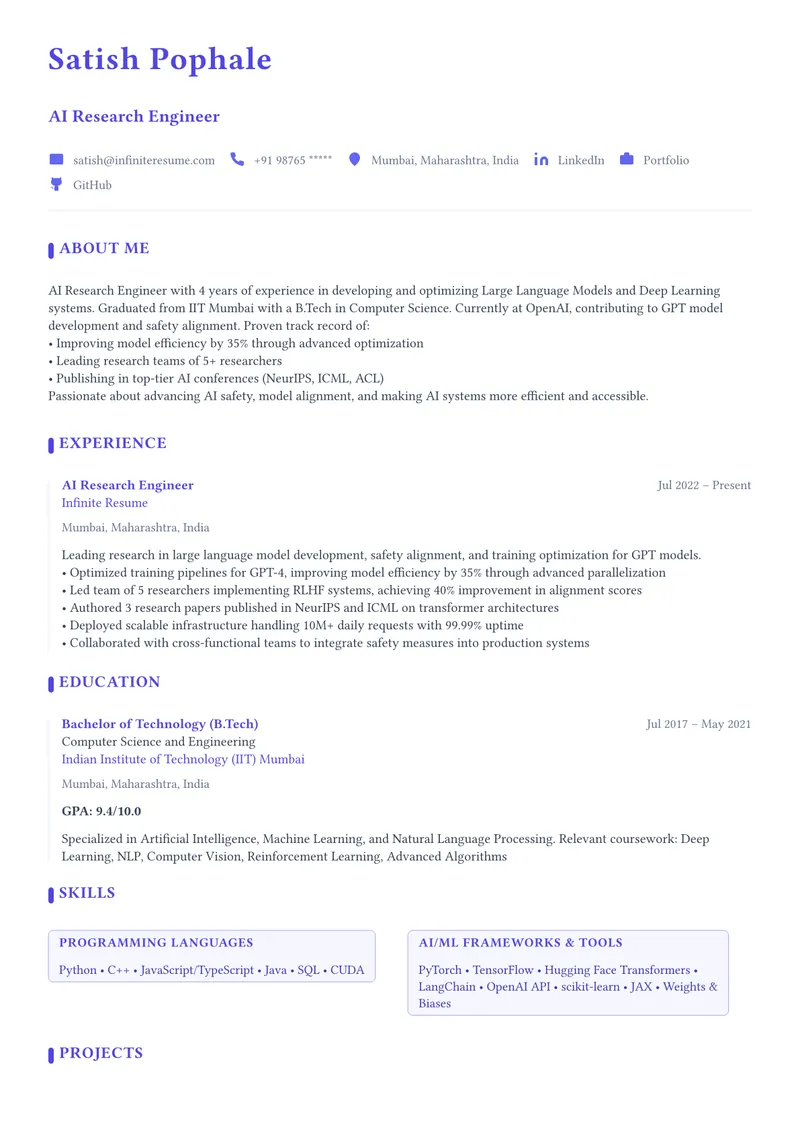 Modern template preview