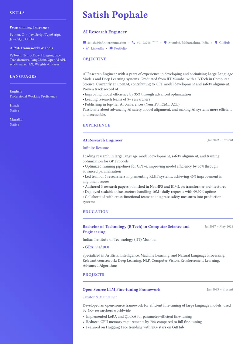 New Grad template preview