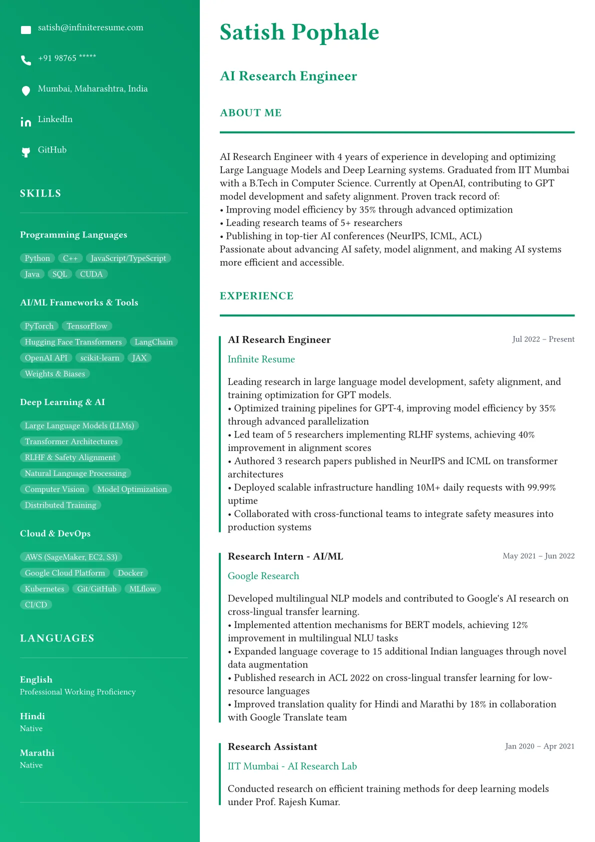 Portfolio (Creative) template preview